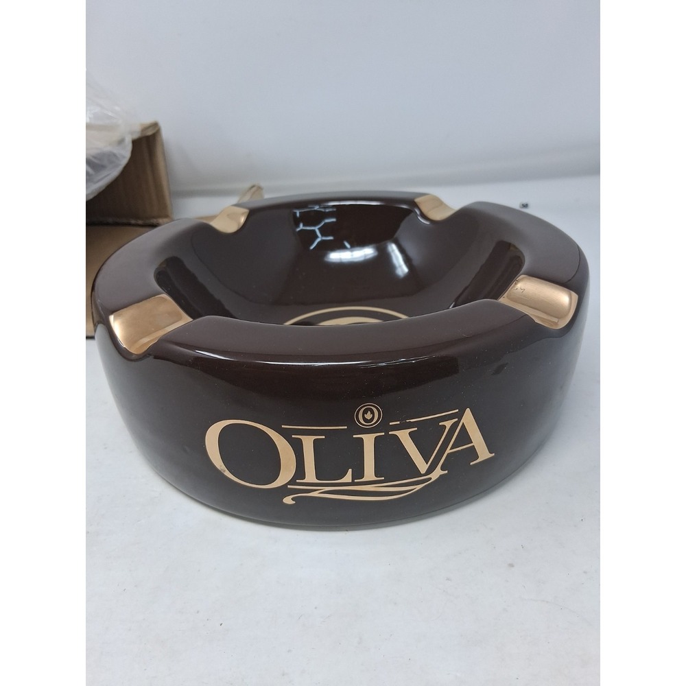 Oliva Brown & Gold 4 Cigar Ceramic Ashtray NIB